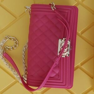 Pink Quilted Chain Shoulder Bag